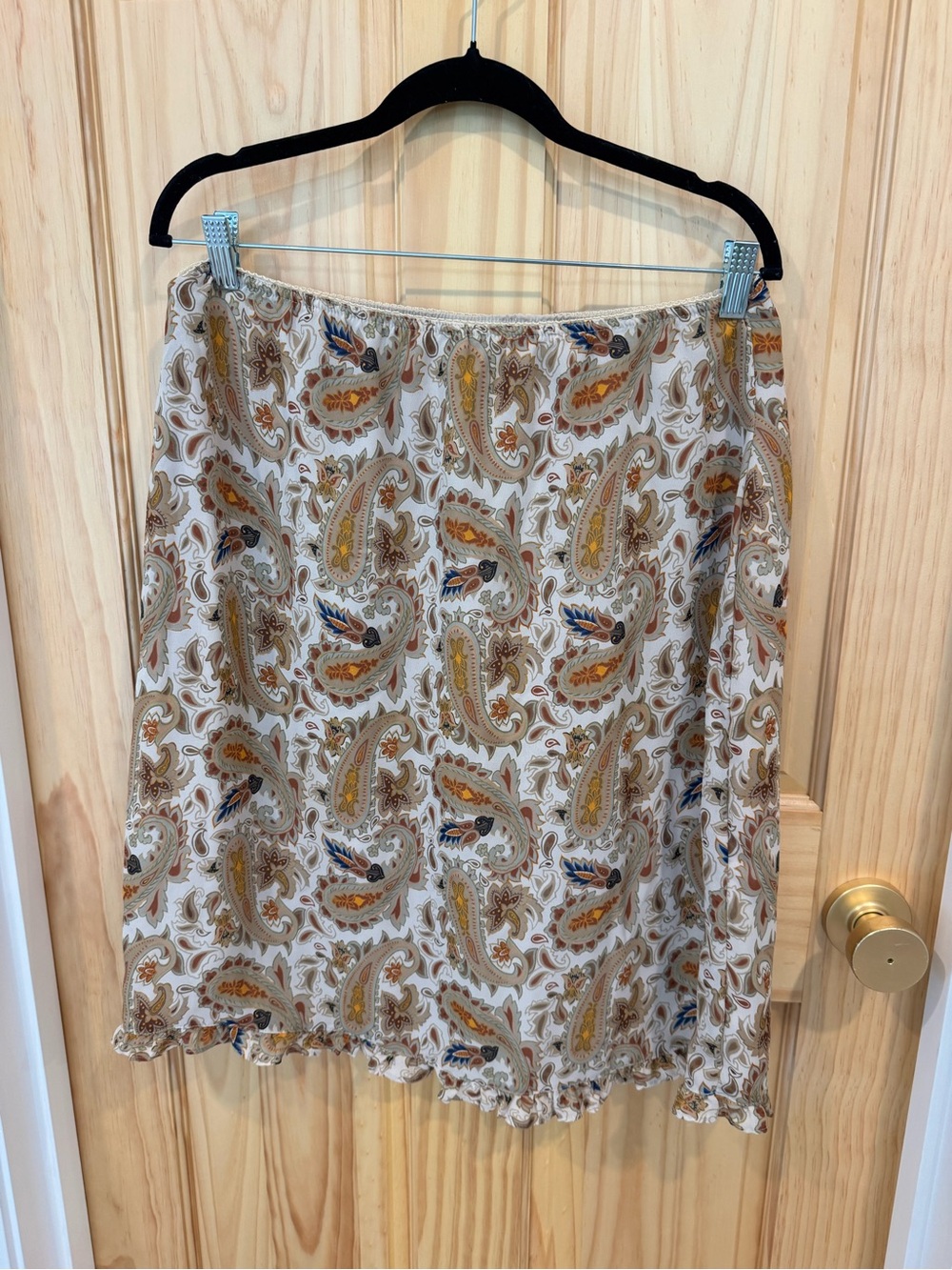 Vintage Y2K Beige Paisley A-Line Skirt | Gilmore Girls Inspo